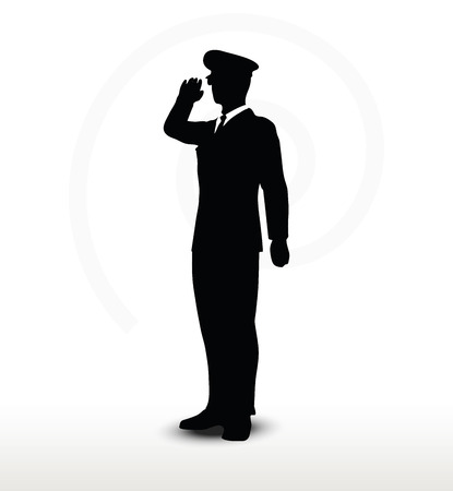Vector Image - army general silhouette with hand gesture salutingのイラスト素材