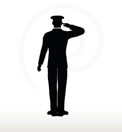 Vector Image - army general silhouette with hand gesture salutingのイラスト素材