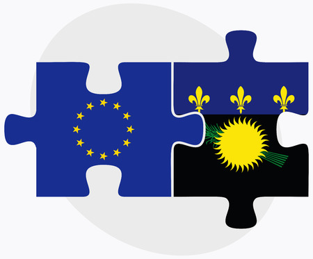 Vector Image - European Union and Guadeloupe Flags in puzzle isolated on white backgroundのイラスト素材