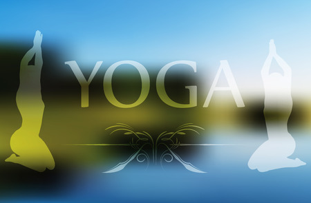 Vector Image - Yoga pose isolated on blurred backgroundのイラスト素材