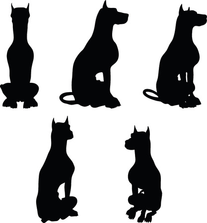 Vector Image - dog silhouette in sitting pose isolated on white backgroundのイラスト素材