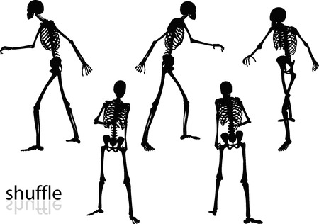 Vector Image - skeleton silhouette in shuffle pose isolated on white backgroundのイラスト素材