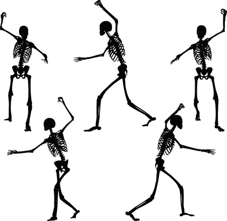 Vector Image - skeleton silhouette in intimidating pose isolated on white backgroundのイラスト素材