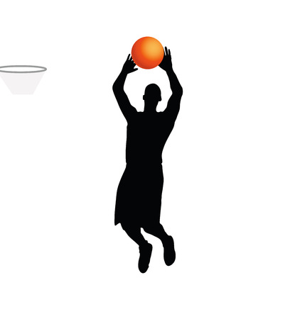 Vector Image - basketball player man silhouette isolated on white backgroundのイラスト素材
