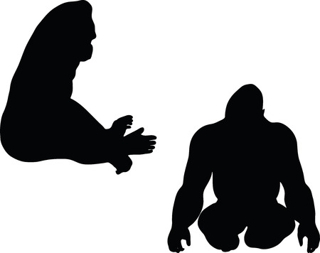 Vector Image - gorilla silhouette, isolated on white backgroundのイラスト素材