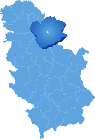 Map of Serbia, Subdivision South Banat District is pulled out, isolated on white backgroundのイラスト素材