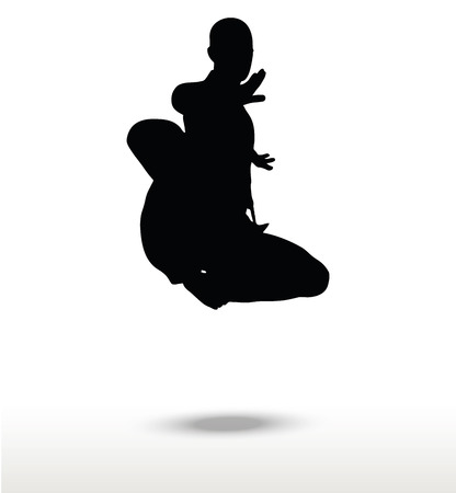 karate silhouette, isolated on white backgroundのイラスト素材