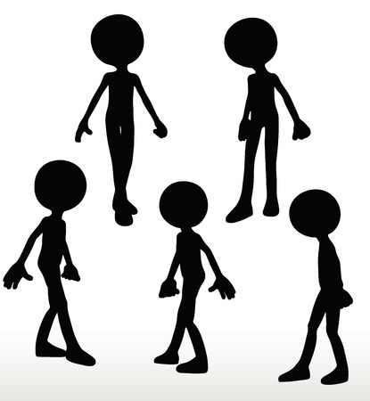 3d man silhouette, isolated on white background, walkingのイラスト素材