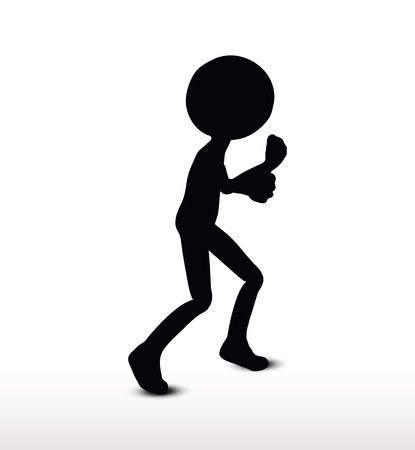 3d man silhouette, isolated on white background, threateningのイラスト素材