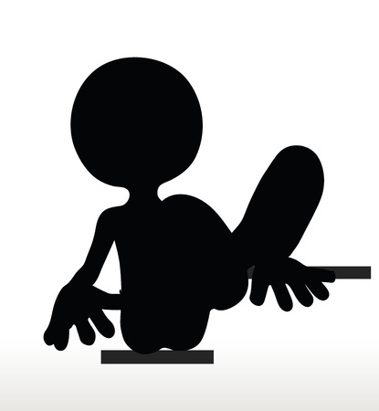3d man silhouette, isolated on white background, Legs upのイラスト素材