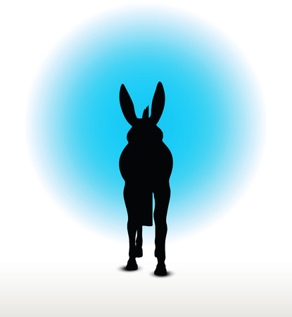Vector Image, donkey silhouette, in standing pose, isolated on white backgroundのイラスト素材
