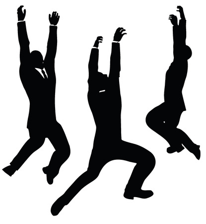 illustration in silhouette of  businessman hangingのイラスト素材