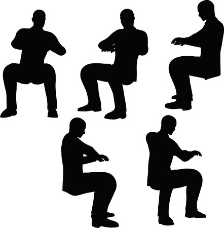 EPS 10 Vector illustration in silhouette of businessman typingのイラスト素材