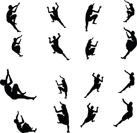 EPS 10 Vector illustration in silhouette of businesswoman climbingのイラスト素材