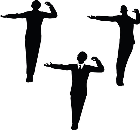 EPS 10 vector illustration of business man silhouette in peaceful poseのイラスト素材