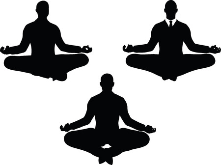 EPS 10 vector illustration of business man silhouette in peaceful poseのイラスト素材