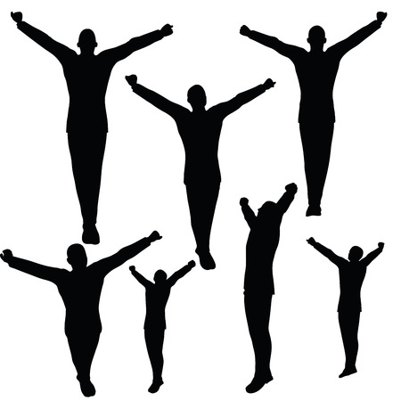 EPS 10 vector illustration of business man silhouette in happy poseのイラスト素材