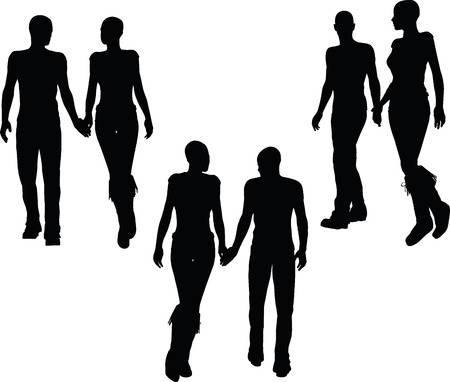 EPS 10 vector illustration of a couple silhouetteのイラスト素材