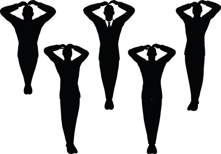 EPS 10 vector illustration of business man silhouette in peaceful poseのイラスト素材