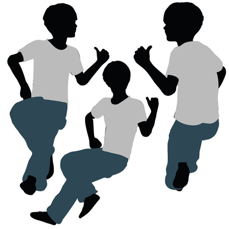 EPS 10 vector illustration of boy silhouette in Intimate Talk Poseのイラスト素材