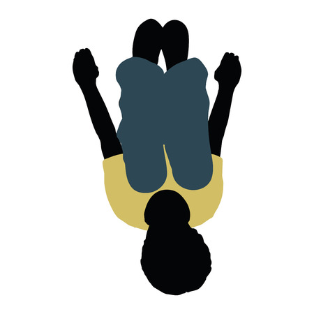 vector illustration of boy silhouette in Playing Poseのイラスト素材