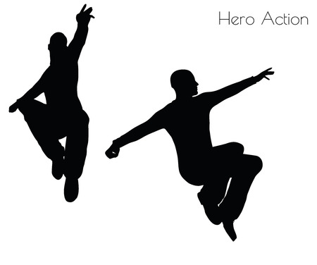 EPS 10 vector illustration of man in Hero Action pose on white backgroundのイラスト素材