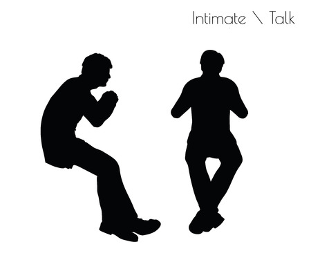 EPS 10 vector illustration of man in Conversation Intimate Talk  pose on white backgroundのイラスト素材