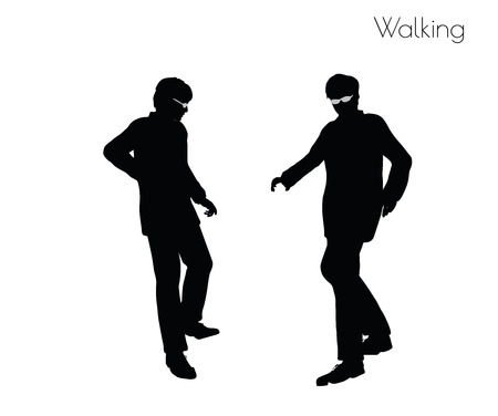 illustration of man in Walking pose on white backgroundのイラスト素材