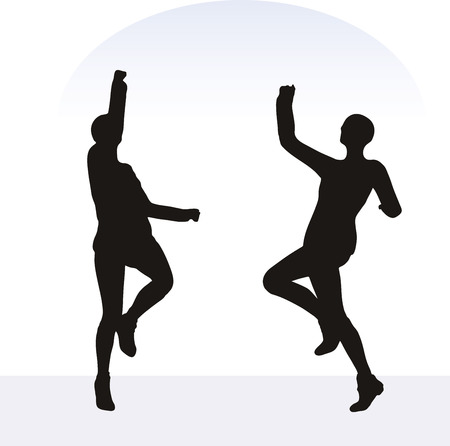 EPS 10 vector illustration of woman in excited pose on white backgroundのイラスト素材