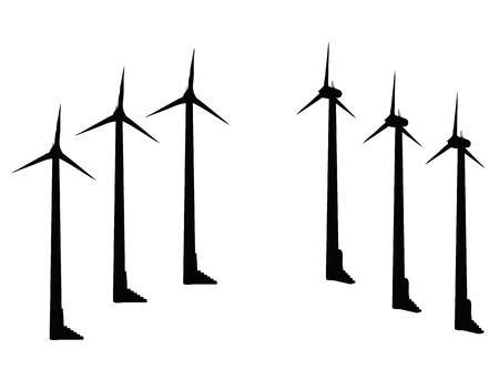 EPS 10 vector illustration of wind turbine silhouette on white backgroundのイラスト素材