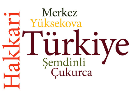 EPS 10 vector Illustration of the Turkish city Hakkari subdivisions in word cloudsのイラスト素材