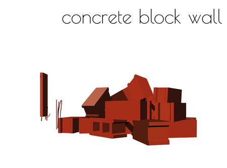 EPS 10 vector illustration of concrete block wall silhouette on white backgroundのイラスト素材