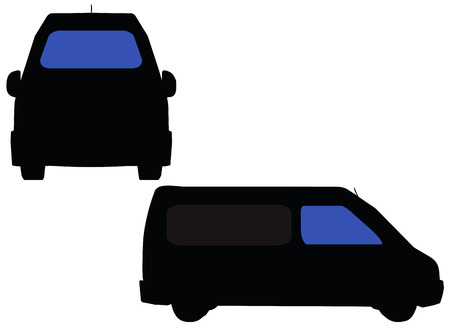 EPS 10 vector illustration of minibus silhouette on white backgroundのイラスト素材
