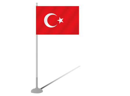 EPS 10 vector illustration of Flag Pole Turkey silhouette on white backgroundのイラスト素材