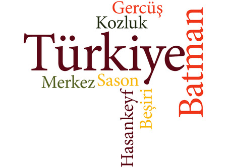 EPS 10 vector Illustration of the Turkish city Batman subdivisions in word cloudsのイラスト素材