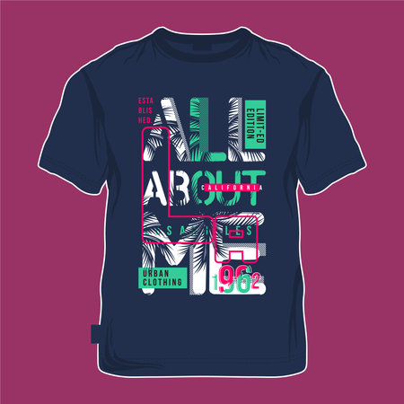 all about me california beach themegraphic typography vector printのイラスト素材