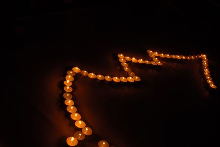 Close up of a candle made christmas treeの写真素材