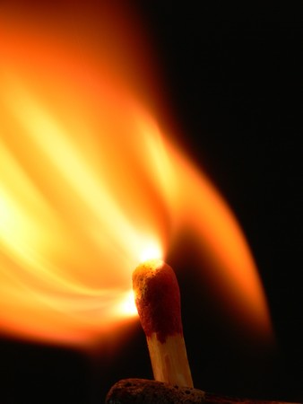 Close up picture of a match toked during lighting