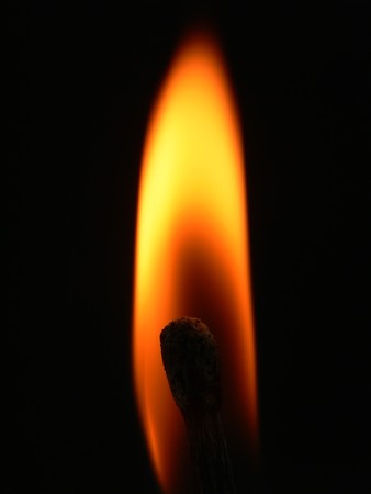 Close up picture of a match toked at the end of burningの写真素材