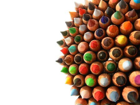 Close up of a bunch of many colored pencils