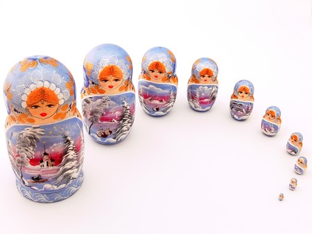 Picture of ten typical russian matrioshka dolls の写真素材