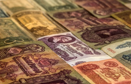 Collection of antique world moneyの写真素材