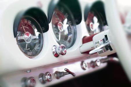 Closeup details photo of retro old Vintage carのeditorial素材