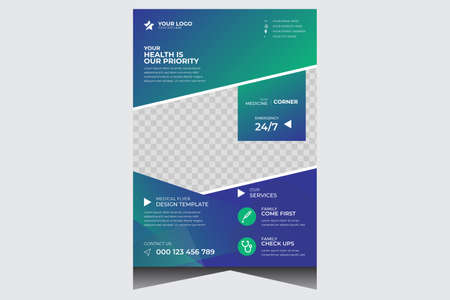 Creative promotional health medical flyer design template for COVID - 19のイラスト素材