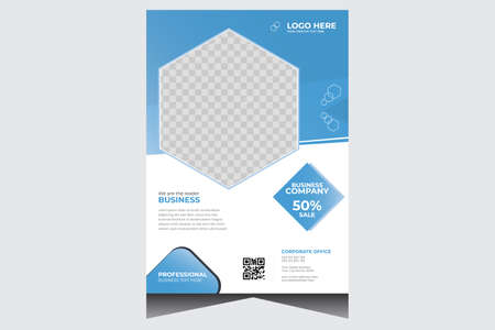 Blue simple corporate business flyer design templateのイラスト素材
