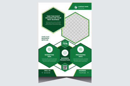 Green and white promotional creative corporate business flyer design templateのイラスト素材