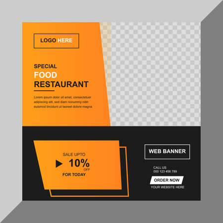 Food social media banner - restaurant banner design templateのイラスト素材