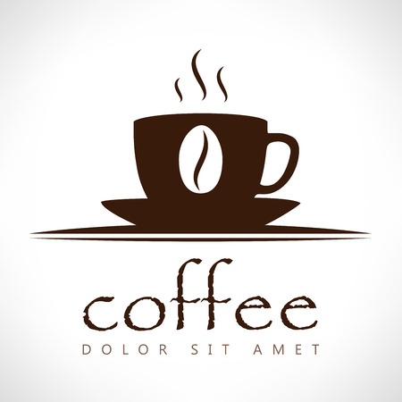 Coffee cup vector logo design template. Cafe shop emblem sign icon.のイラスト素材