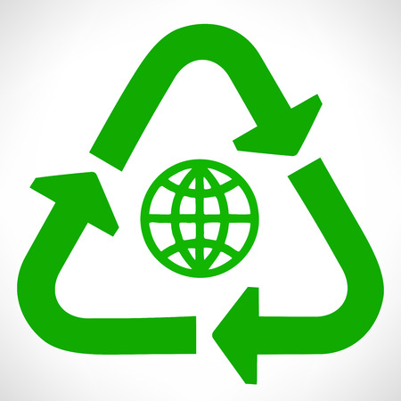 Green recycle symbol. Globe vector.のイラスト素材