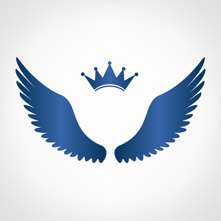 Wings and crown symbol illustration.のイラスト素材